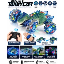Dinozor Tasarımlı Uzaktan Kumandalı Akrobat Araba 2.4 Ghz – Işıklı Müzikli 360° Dönebilen Çift Formlu Rc Stunt Car