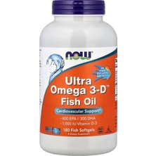 Now Foods, Ultra Omega 3-D Fish Oil Epa Dha Vitamin D3 Cardiovascular Support 180 Fish Softgels