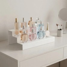 Trend Pleksi 3 Katlı Merdiven Stand (Beyaz 30cm)