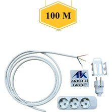 Akbelli Group %100 Bakır 3'lü Seyyar 3x2,5mm Ttr Ara Kablolu Topraklı Fiş ve Çocuk Korumalı Üçlü Grup Priz