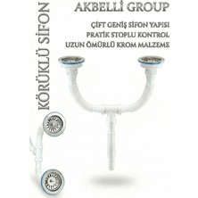 Akbelli Group Çöpmak Büyük Kafa Genil Ağız Körüklü Çift Çıkışlı Lavabo Eviye Sifonu Gider Borusu