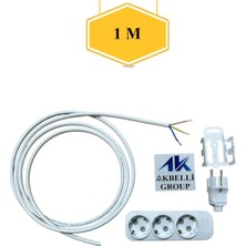 Akbelli Group %100 Bakır 3'lü Seyyar 3x1,5mm Ttr Ara Kablolu Topraklı Fiş ve Çocuk Korumalı Üçlü Grup Priz (1 METRE)