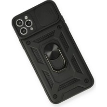 Salmore Mey Ithalat®  iPhone 11 Pro Max Kılıf Pars Lens Yüzüklü Silikon - Siyah