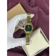 Elora Atelier Kare Kasa Yeşil Kadran Gold Kadın Kol Saati