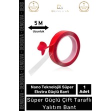 Denguva Ekstra Güçlü Çok Amaçlı Çift Taraflı Tamir Dış Mekan Montaj 5mt Silikon Şeffaf Bant 1 Adet
