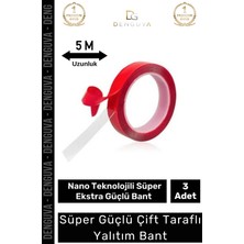 Denguva Premium Ekstra Güçlü Çok Amaçlı Çift Taraflı Tamir Dış Mekan Montaj 5mt Silikon Şeffaf Bant 3 Adet