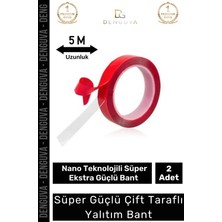 Denguva Ekstra Güçlü Çok Amaçlı Çift Taraflı Tamir Dış Mekan Montaj 5mt Silikon Şeffaf Bant 2 Adet