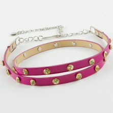 Zero Land Edntrend Klasik Deri Taşlı Kemer  Mor