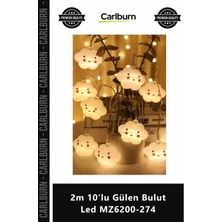 Carlburn Özel Üretim Pilli Dekoratif Çocuk Odası Gece Lambası Sarı Işık 2m 10'lu Gülen Bulut LED MZ6200274