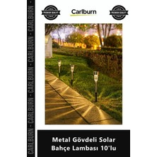 Carlburn Özel Üretim Gün Işığı Güneş Enerjili Dayanıklı Dekoratif Metal Gövdeli Solar Bahçe Lambası 10'lu