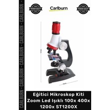 Carlburn #mikroskop Çocuk Bilim Deney Seti Eğitici Mikroskop Kiti Zoom LED Işıklı 100X 400X 1200X ST1200X