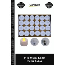 Carlburn Özel Üretim Gün Işığı Dekoratif LED Titreyen Alevli Şık Estetik Işık Pilli Mum 18CM 24'lü Paket