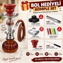 Han Tobacco Kristal Nargile Takımı 32 cm – Komple Set, 7 Parça Hediye, Cam Nargile