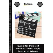 Carlburn Özel Üretim Şık Film Hediye Masaüstü Küçük Boy Dekoratif Sinema Klaketi Ahşap Tasarım 20X20 cm