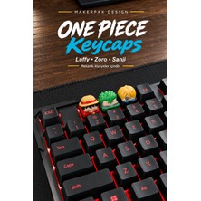 Makerpax One Piece Luffy Zoro Sanji 3’lü Keycaps Seti - Mekanik Klavye Tuş Kapağı