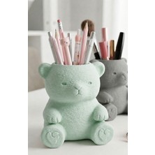 Kahveci Elektronik Store 3D Baskı Sevimli Ayıcık Kalemlik - Masaüstü Organizer - Mint