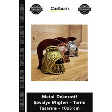 Carlburn Özel Üretim Antik Masaüstü Koleksiyon Obje Metal Dekoratif Şövalye Miğferi Tarihi Tasarım 10X5 cm