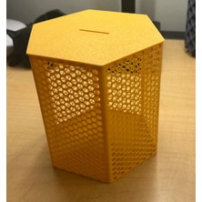 Kahveci Elektronik Store 3D Baskı Petek Desenli Altıgen Kumbara Bal Peteği Dokulu Dekoratif Para Biriktirme Kutusu 12X12,5 cm