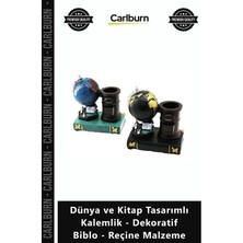 Carlburn Özel Üretim Ofis Masası Biblo Dünya Kitap Tasarımlı Kalemlik Dekoratif Biblo Reçine Malzeme