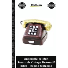 Carlburn Özel Üretim Nostaljik Ofis Obje Ankesörlü Telefon Tasarımlı Vintage Dekoratif Biblo Reçine Malzeme
