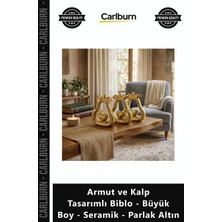 Carlburn Özel Üretim Estetik Dekoratif Şık Armut Kalp Tasarımlı Biblo Büyük Boy Seramik Parlak Altın