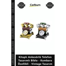 Carlburn Özel Üretim Retro Reçine Kitaplı Ankesörlü Telefon Tasarımlı Biblo Kumbara Özellikli Vintage Tasarım