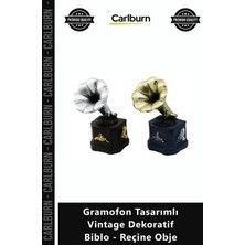 Carlburn Özel Üretim Nostaljik Retro Ofis Hediyelik Gramofon Tasarımlı Vintage Dekoratif Biblo Reçine Obje
