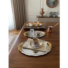 Elzem Tepsi 20*25 cm Çelik Oval Model 3 Adet Kalın Kulplu Sunum Tepsisi