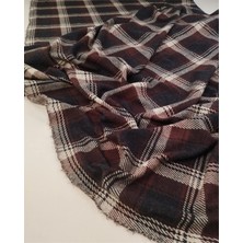 Kumaş Parça Gri Bordo Siyah Ekoseli Jakarlı Interlok Kumaş Hırkalık & Kazaklık 140X250CM