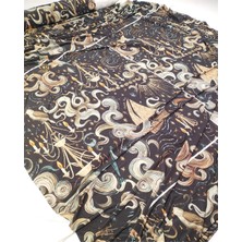 Kumaş Parça Siyah Üzeri Renkli Desenli Premium Jarse Kumaş Elbiselik & Bluzluk 120X160CM