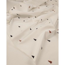 Kumaş Parça Kırmızı Siyah Çam Ağacı Desenli Yumuşak Dökümlü Pamuk Keten Kumaş Gömleklik & Elbiselik 150X360CM