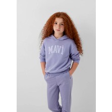 Mavi Logo Baskılı Kapüşonlu Mor Kız Çocuk Sweatshirt M7S10147-70557