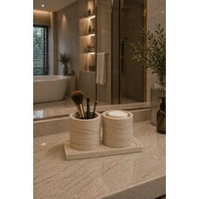 Lethe Studio Design Dekoratif 2’li Organizer Seti – Tepsili Banyo ve Makyaj Düzenleyici