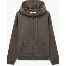 Koton Uzun Kollu Şardonlu Cepli Rahat Kalıp Fermuarlı Kapüşonlu Sweatshirt