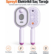 Ayers Spreyli Elektrikli Saç Tarağı Kadınlar Için, Ince Sprey Nemlendirme, Anti-Statik Bakım, Geri Çekilebilir Hava Yastığı, Esnek Tarak Uçları, Type-C Şarjlı 300 Mah Kablosuz Kadın Saç Bakım Tarağı