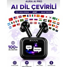 Ryan Dil Çevirici Kulaklık Anlık Çeviri Akıllı Ekranlı Yapay Zeka Destekli Gerçek Zamanlı Çeviri(Bluetooth-Kulaklık)