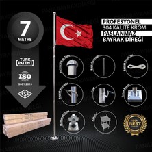 Panapole 7 Metre Inox 304 Kalite Paslanmaz Krom Çelik Profesyonel Bayrak Direği