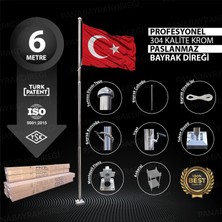 Panapole 6 Metre Inox 304 Kalite Paslanmaz Krom Çelik Profesyonel Bayrak Direği