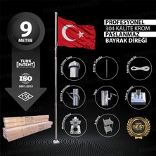 Panapole 9 Metre Inox 304 Kalite Paslanmaz Krom Çelik Profesyonel Bayrak Direği