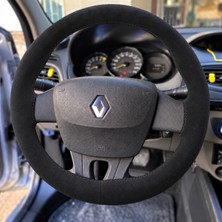 Hasakman Renault Scenic 3 Direksiyon Kılıfı Alcantara Süet Monza Black Serisi Siyah 2009-2016
