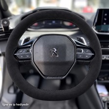 Hasakman Peugeot 2008 Direksiyon Kılıfı Alcantara Süet Monza Black Serisi Siyah 2019-2024