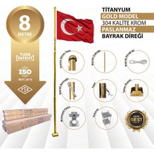 Panapole 8 Metre Inox 304 Kalite Paslanmaz Krom Çelik Titanyum Gold Bayrak Direği