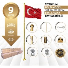 Panapole 9 Metre Inox 304 Kalite Paslanmaz Krom Çelik Titanyum Gold Bayrak Direği