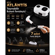 Atlt Atlantis 2.500W Taşınabilir Buharlı Temizleyici Yüksek Sıcaklık Şeffaf Su Haznesi 1.200ML Su Tanı 6 Kademeli Mutfak Araba Koltuk Halı Içinuygun 7 Adet Başlıklı