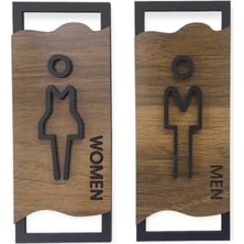Kazan Hobi Ahşap Desenli Modern Erkek Kadın Wc Tuvalet Yönlendirme Levhası Ofis Iş Duvar Dekor