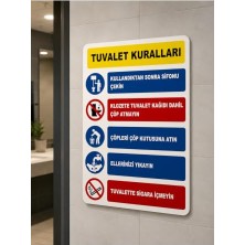 Kazan Hobi Dekota Pvc Tuvalet Kuralları Uyarı ve Yönlendirme Levhası, 25X35 Cm, Duvar Montajlı
