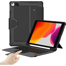 Kazan Hobi iPad 9. Nesil Kılıf 10,2 Inç Çıkarılabilir Klavye, Trackpad, Kalem Tutucu, Slayt Kamera Kapağı iPad 7./8./9. Nesil Klavye ile Uyumlu Kılıf (Siyah)