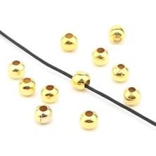 Kazan Hobi Store 4 mm Sarı Kaplama Metal Boncuk, Demir Boncuk, 10 Gram (80-90 Adet)