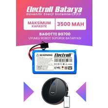 Electroll Bagotte BG700 Uyumlu Batarya (Maksimum Kapasite) 3500MAH Pil Akıllı Robot Süpürge Bataryası