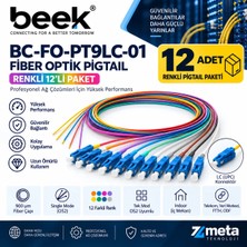 Beek Sc/upc Fiber Pigtail, 9/125 Μ, Singlemode, 0.9mm Simplex, Os2, Lszh, 1 Metre - Renkli 12ADET